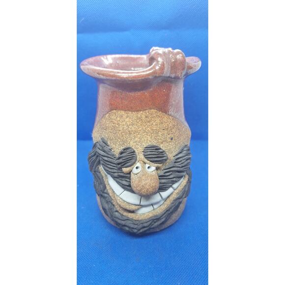 Original Hand Thrown Mark Hines Creations Face Mug/Mustache Cup- Excellent! - Picture 1 of 9